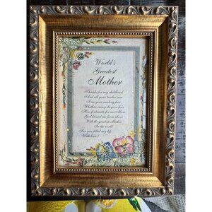 Worlds Greatest Mother Poem Gold Ornate Frame With Floral Border